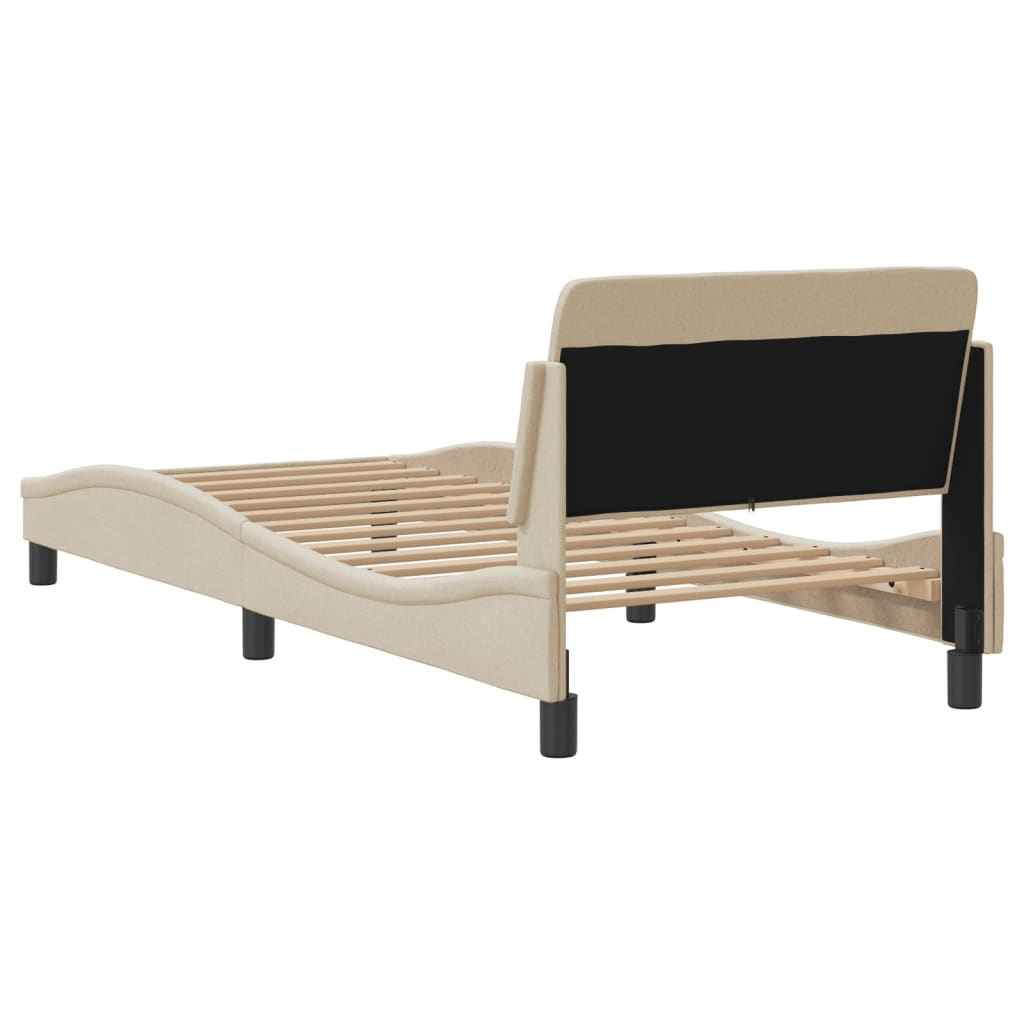 Bedframe met hoofdeinde "Dover" 90x200 cm stof crème is nu te koop bij PeponiXL, paradijselijk wonen!