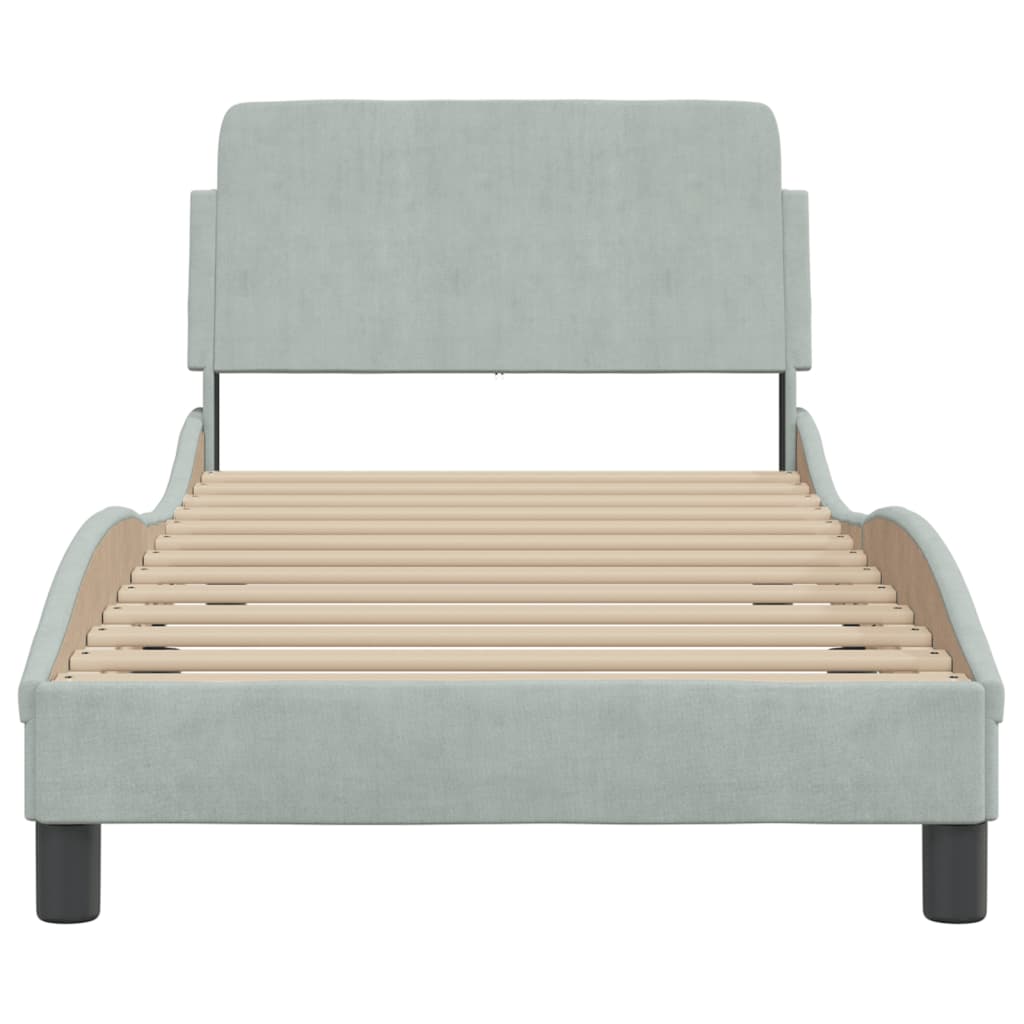Bedframe "Dover" 90x200 cm fluweel lichtgrijs is nu te koop bij PeponiXL, paradijselijk wonen!