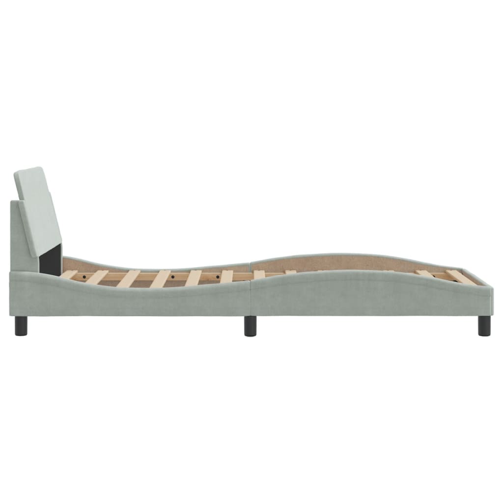 Bedframe "Dover" 90x200 cm fluweel lichtgrijs is nu te koop bij PeponiXL, paradijselijk wonen!