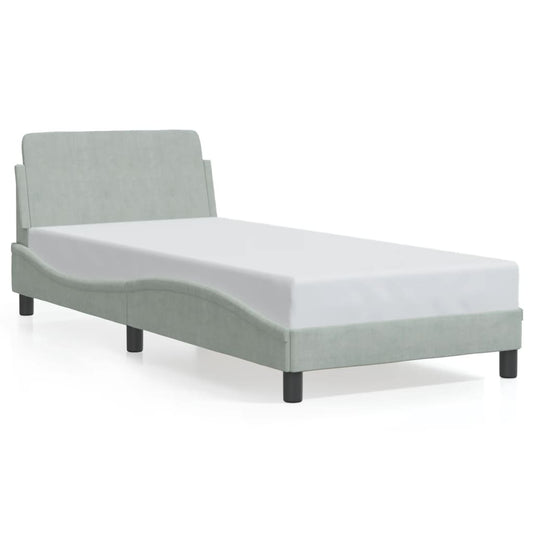 Bedframe "Dover" 90x200 cm fluweel lichtgrijs is nu te koop bij PeponiXL, paradijselijk wonen!