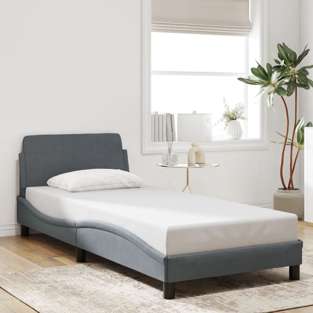 Bedframe "Dover" 90x200 cm fluweel donkergrijs is nu te koop bij PeponiXL, paradijselijk wonen!