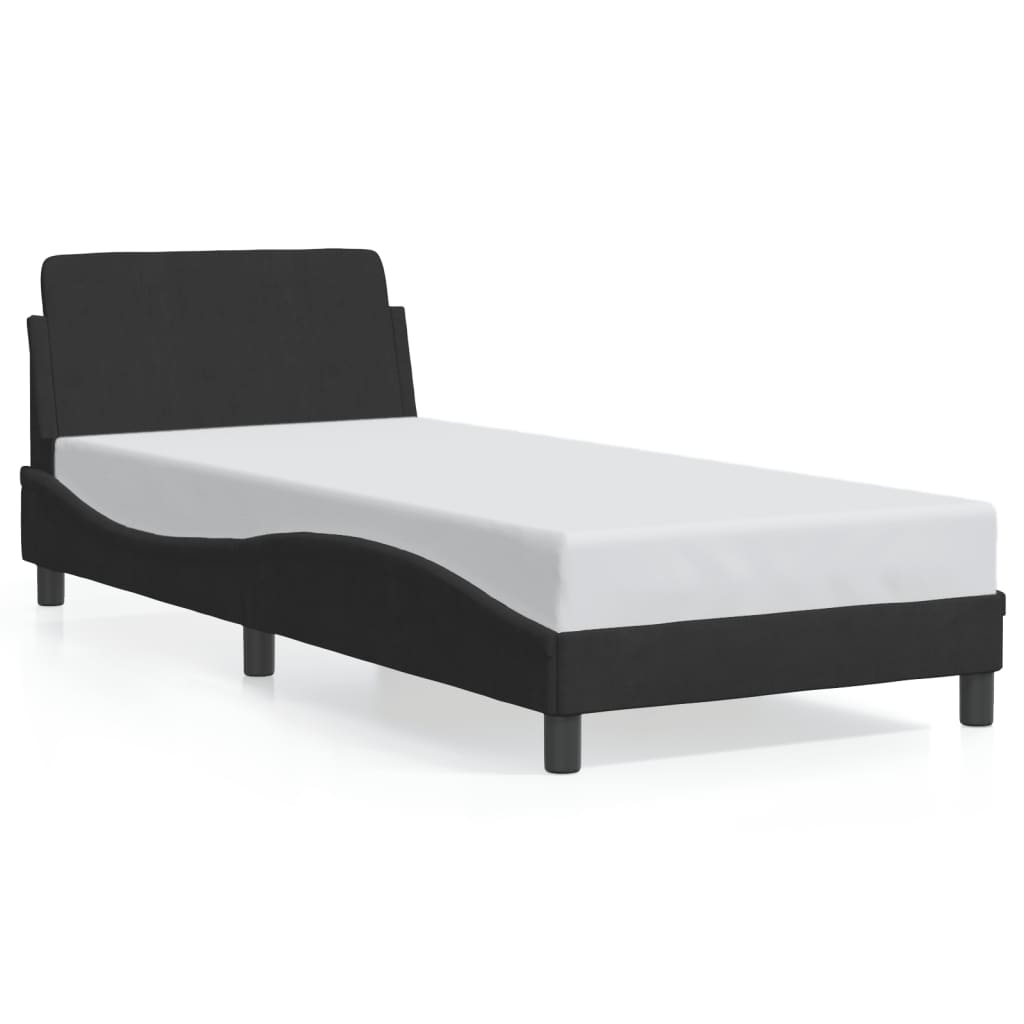Bedframe met hoofdeinde "Dover" 90x200 cm fluweel zwart is nu te koop bij PeponiXL, paradijselijk wonen!