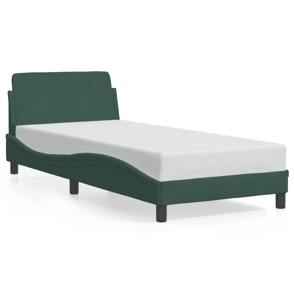 Bedframe "Dover" 90x200 cm fluweel donkergroen is nu te koop bij PeponiXL, paradijselijk wonen!