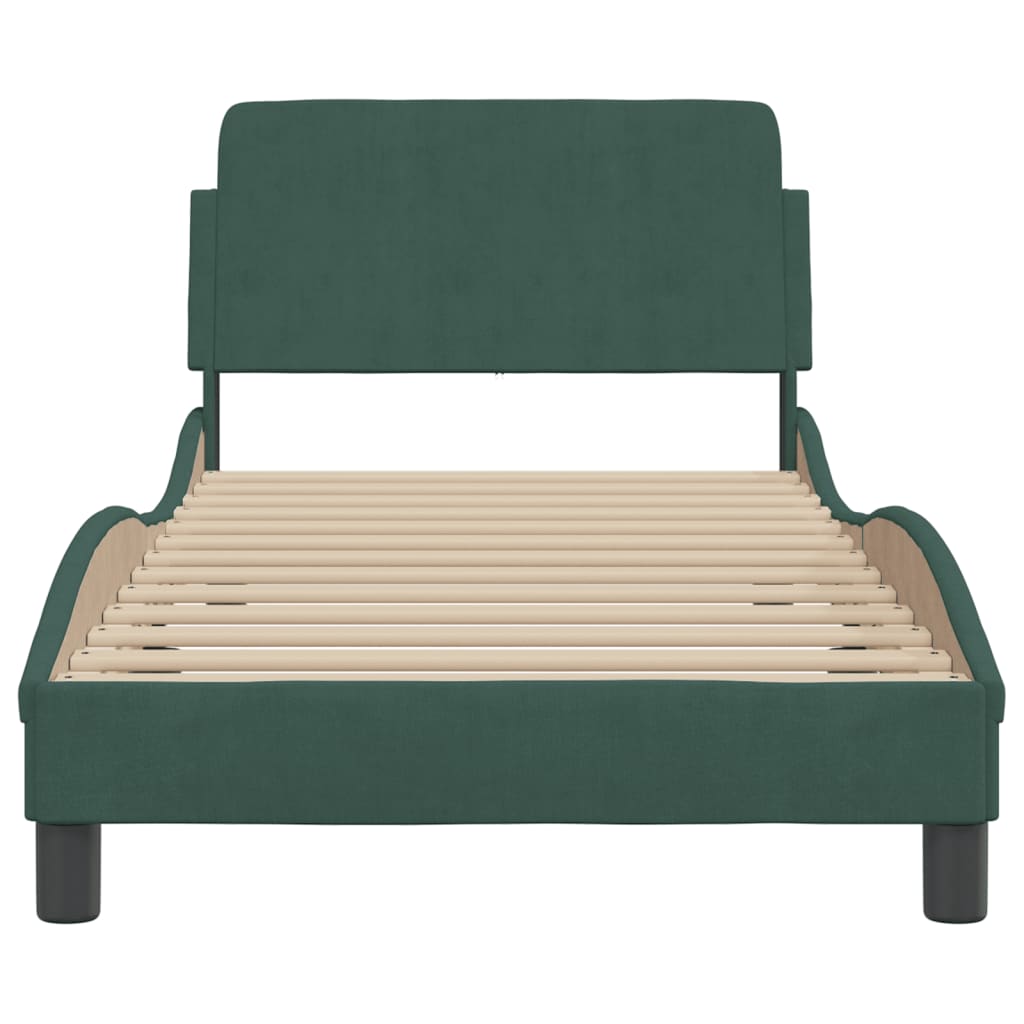 Bedframe "Dover" 90x200 cm fluweel donkergroen is nu te koop bij PeponiXL, paradijselijk wonen!