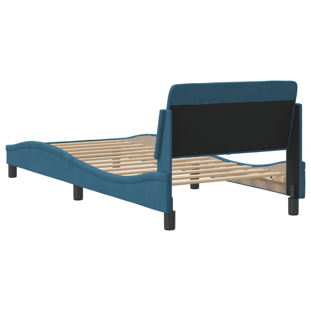 Bedframe met hoofdeinde "Dover" fluweel blauw 90x200 cm is nu te koop bij PeponiXL, paradijselijk wonen!