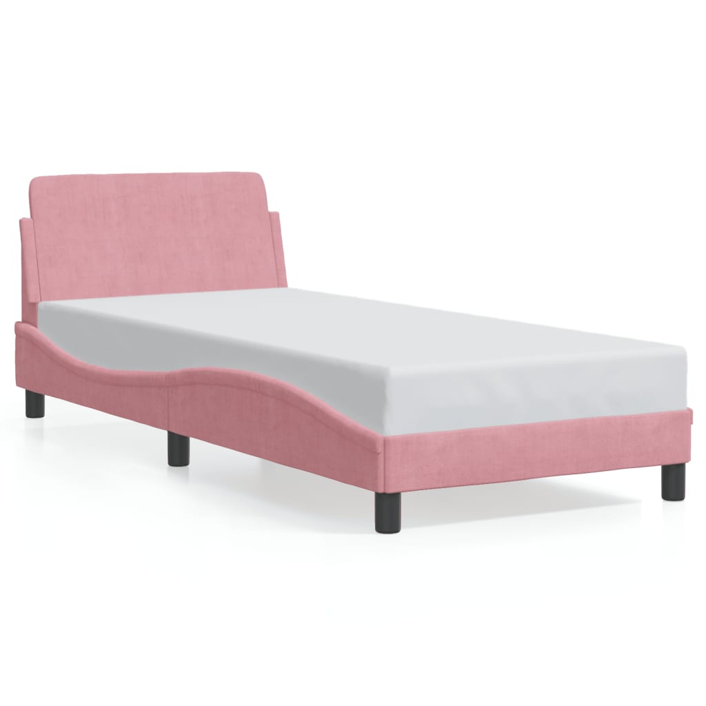 Bedframe met hoofdeinde "Dover" 90x200 cm fluweel roze is nu te koop bij PeponiXL, paradijselijk wonen!