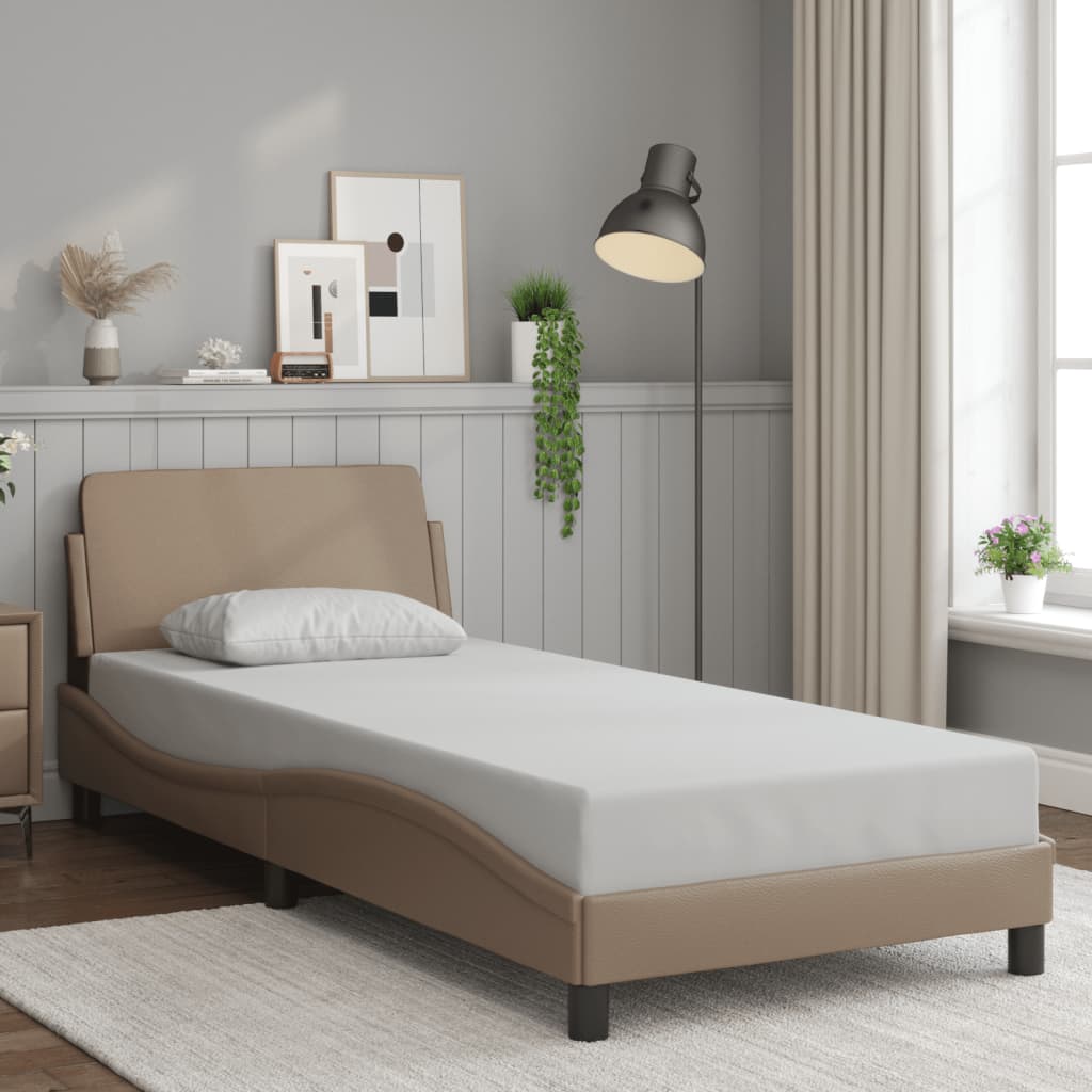 Bedframe "Dover" kunstleer cappuccinokleurig 90x200 cm is nu te koop bij PeponiXL, paradijselijk wonen!