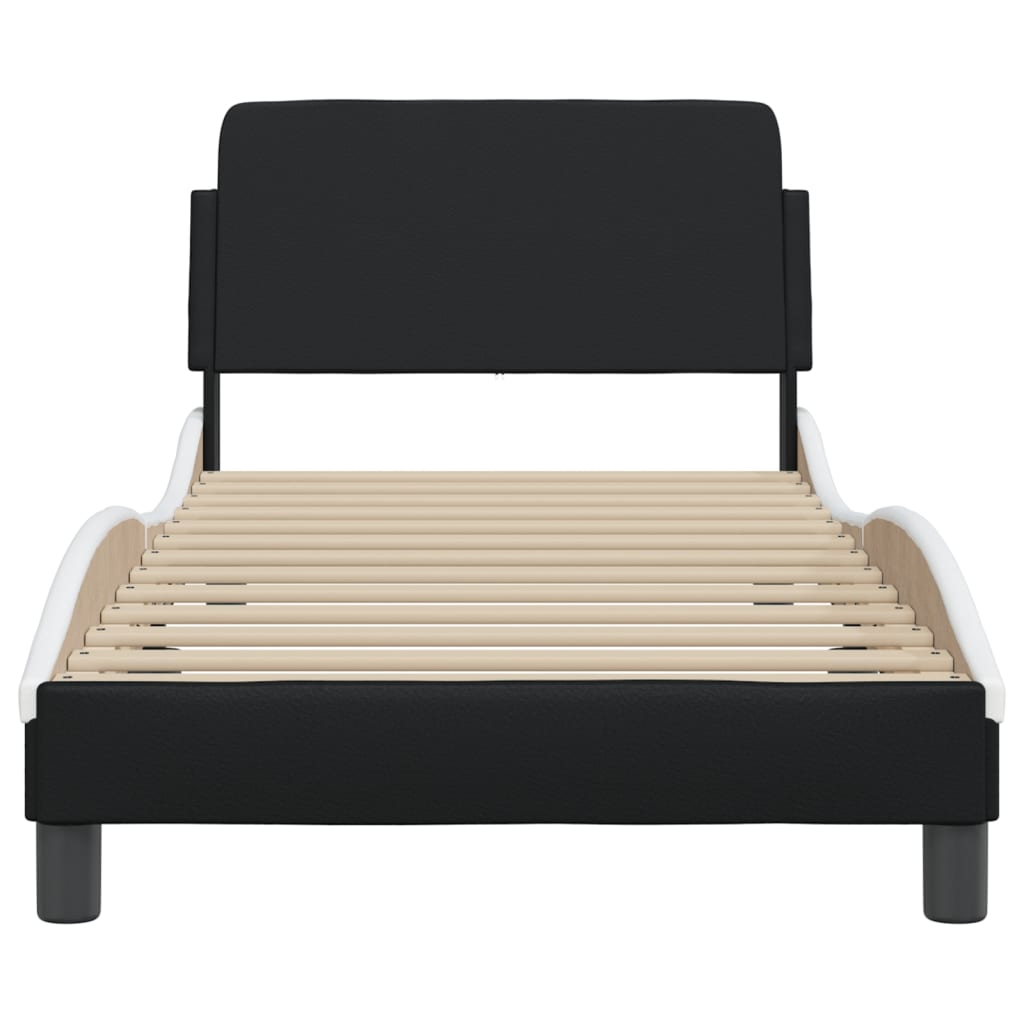 Bedframe "Dover" kunstleer zwart en wit 90x200 cm is nu te koop bij PeponiXL, paradijselijk wonen!