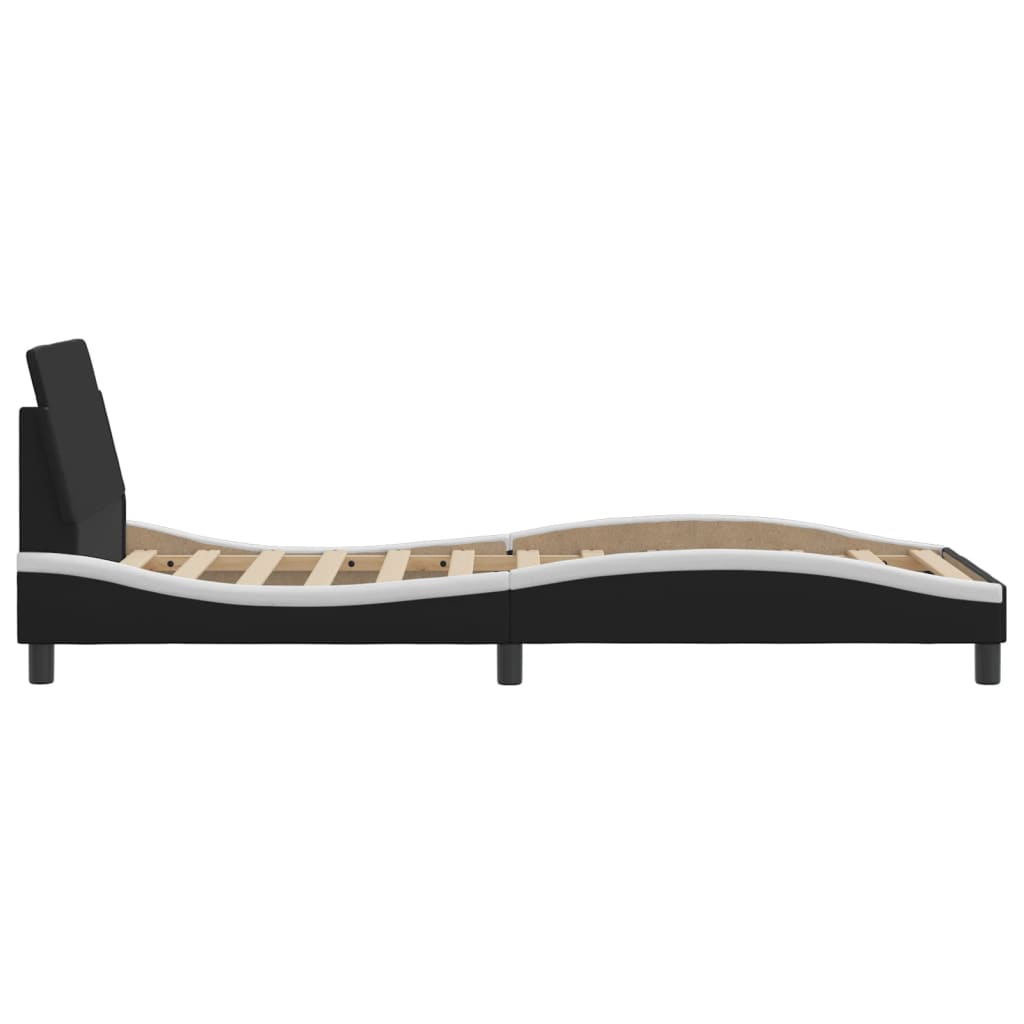 Bedframe "Dover" kunstleer zwart en wit 90x200 cm is nu te koop bij PeponiXL, paradijselijk wonen!
