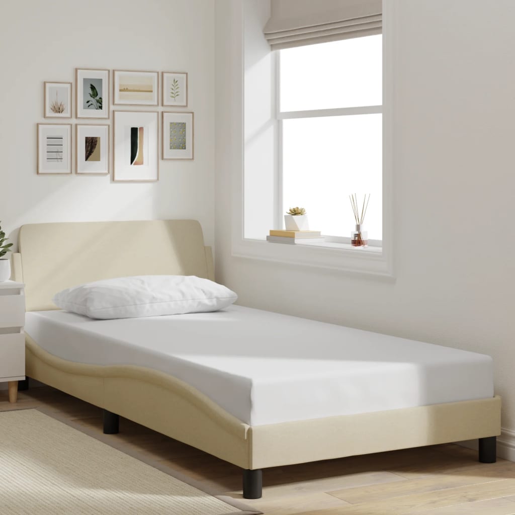 Bedframe "Dover" 100x200 cm stof crèmekleurig is nu te koop bij PeponiXL, paradijselijk wonen!