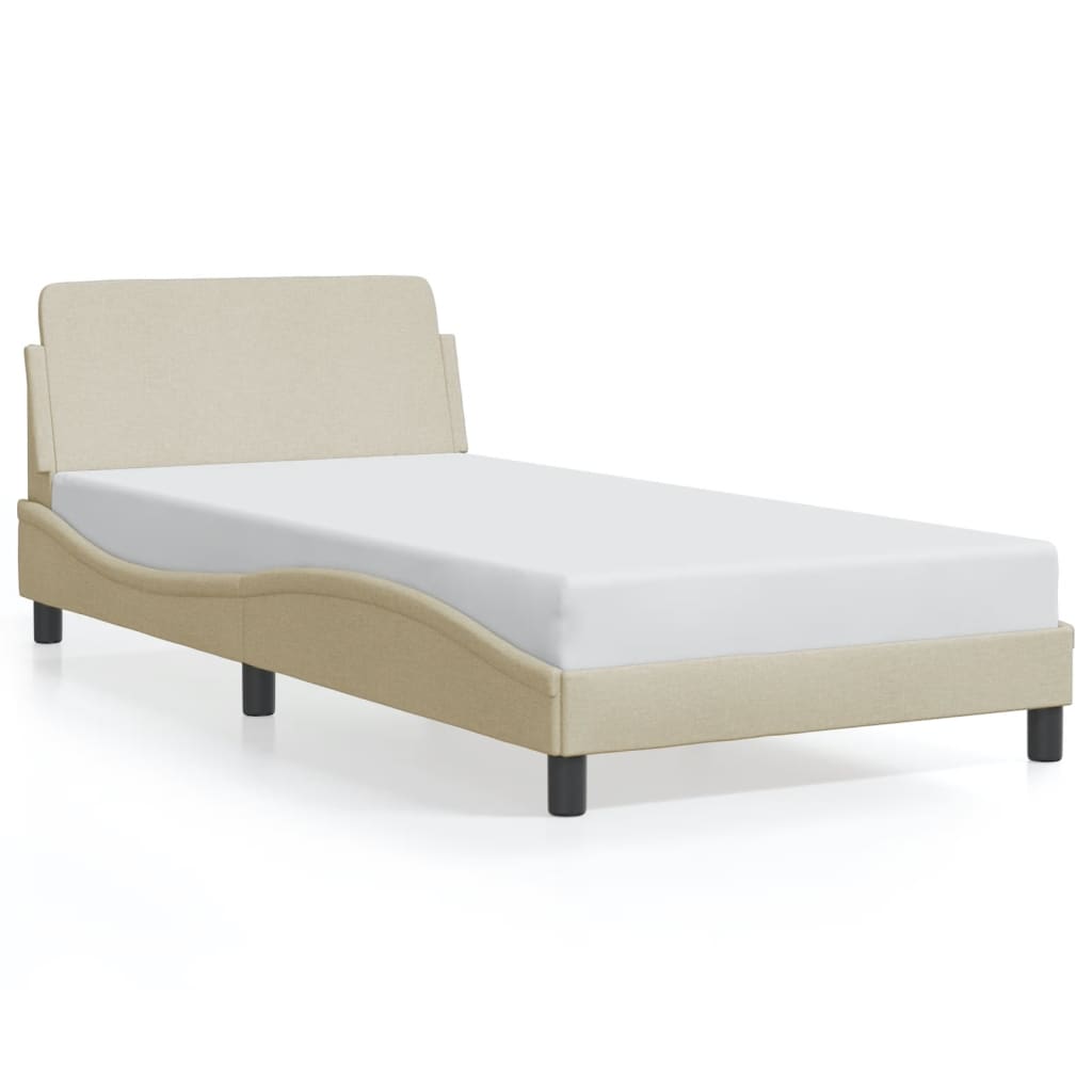 Bedframe "Dover" 100x200 cm stof crèmekleurig is nu te koop bij PeponiXL, paradijselijk wonen!