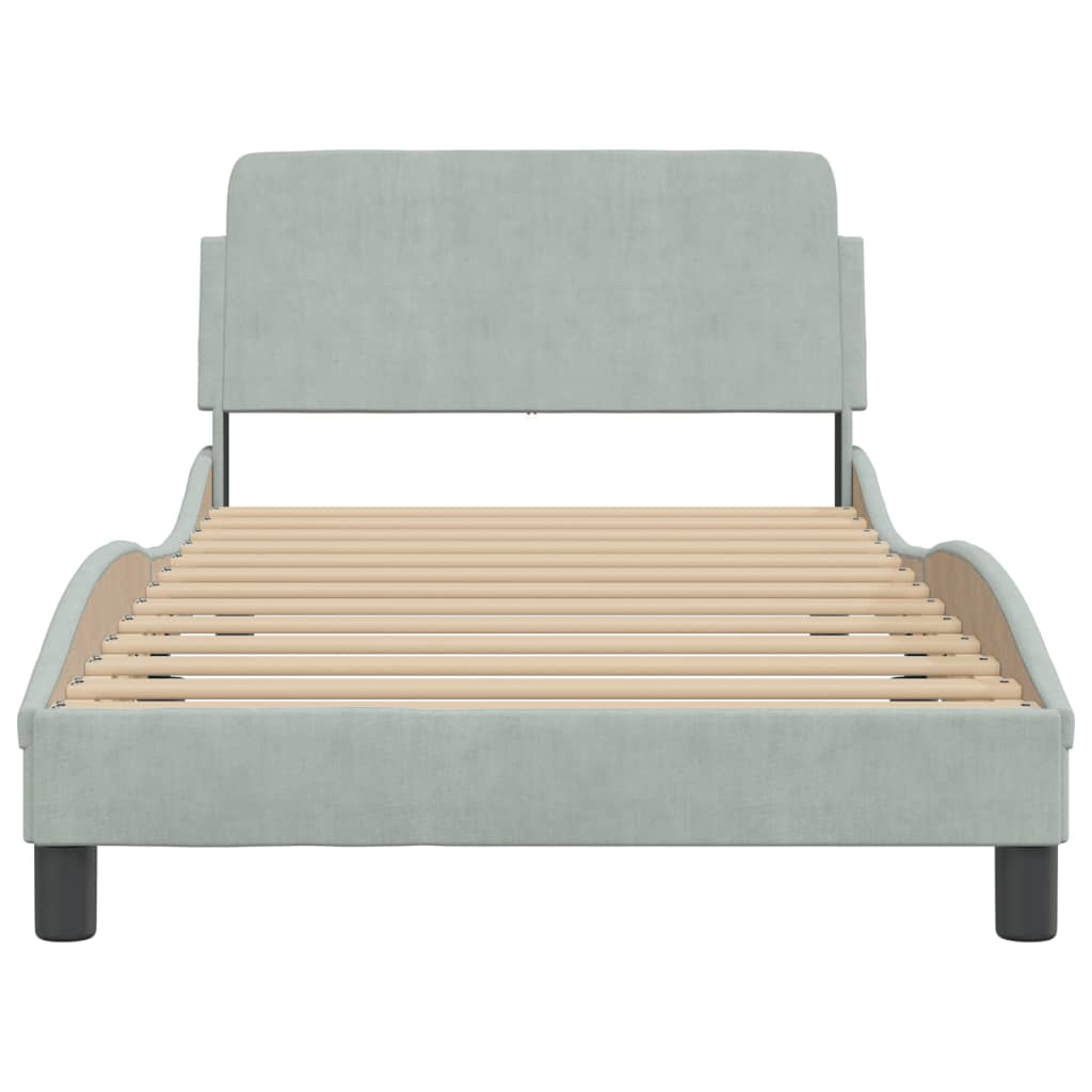 Bedframe "Dover" 100x200 cm fluweel lichtgrijs is nu te koop bij PeponiXL, paradijselijk wonen!