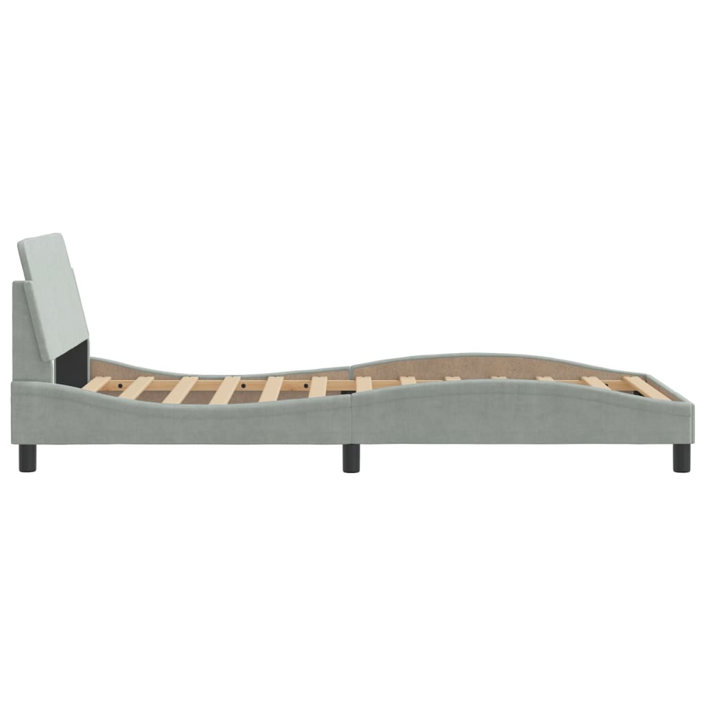 Bedframe "Dover" 100x200 cm fluweel lichtgrijs is nu te koop bij PeponiXL, paradijselijk wonen!