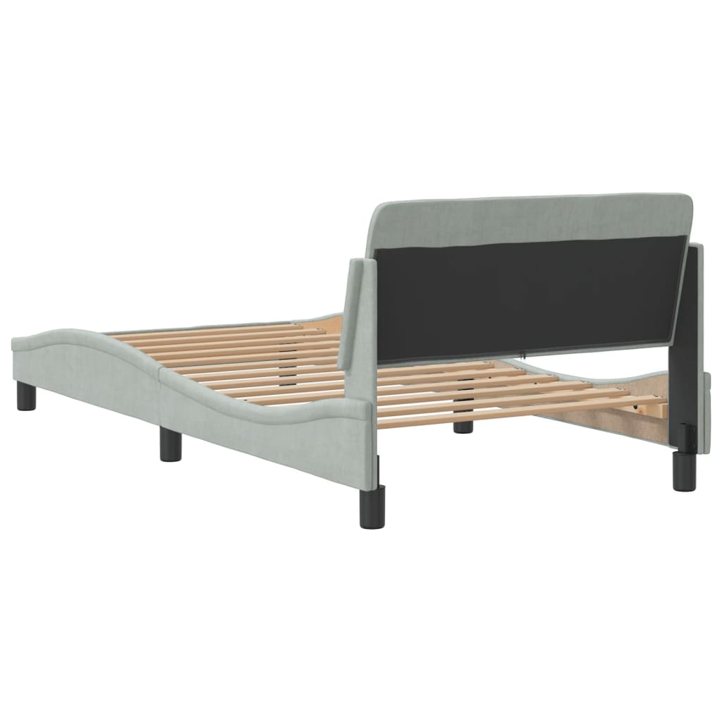 Bedframe "Dover" 100x200 cm fluweel lichtgrijs is nu te koop bij PeponiXL, paradijselijk wonen!