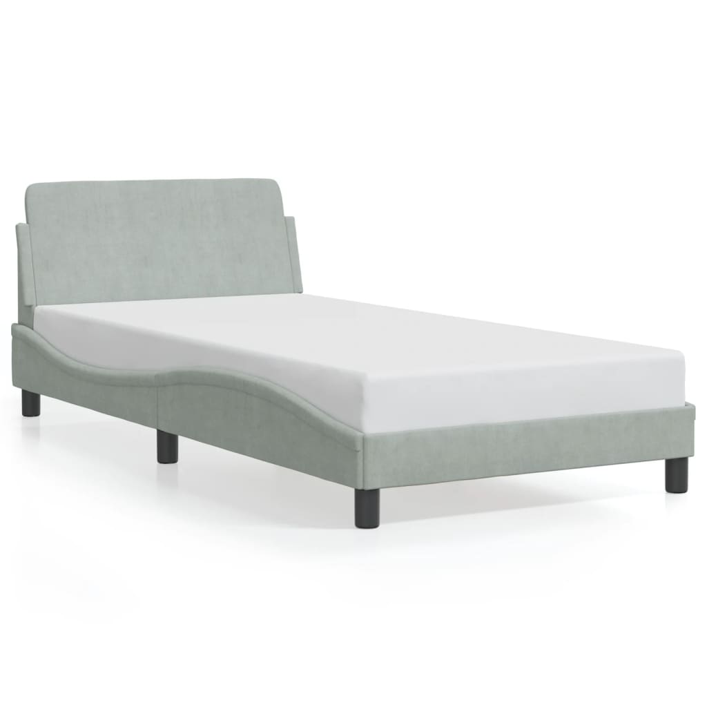 Bedframe "Dover" 100x200 cm fluweel lichtgrijs is nu te koop bij PeponiXL, paradijselijk wonen!
