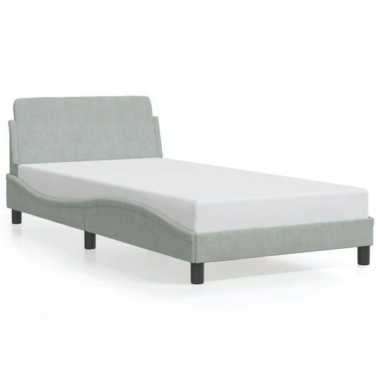 Bedframe "Dover" 100x200 cm fluweel lichtgrijs is nu te koop bij PeponiXL, paradijselijk wonen!