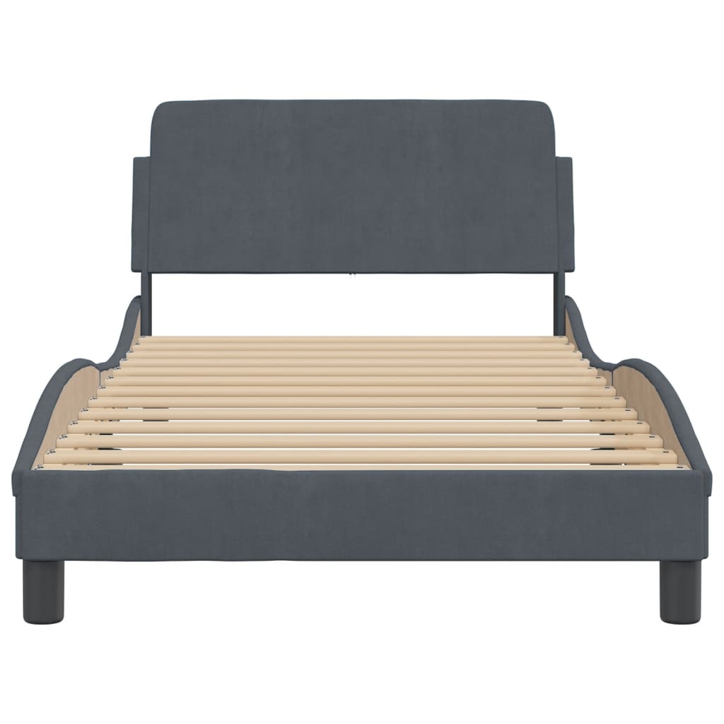Bedframe "Dover" 100x200 cm fluweel donkergrijs is nu te koop bij PeponiXL, paradijselijk wonen!