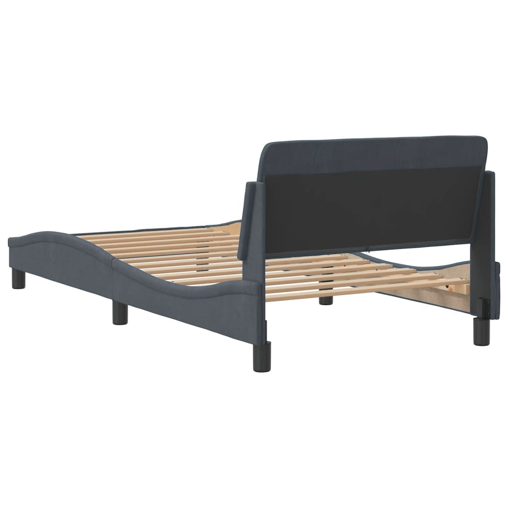 Bedframe "Dover" 100x200 cm fluweel donkergrijs is nu te koop bij PeponiXL, paradijselijk wonen!
