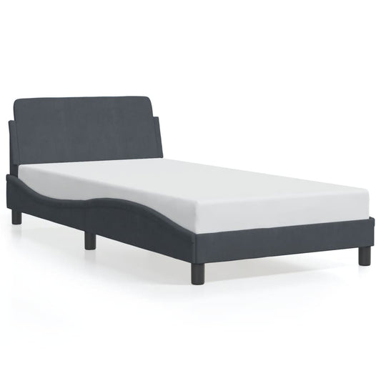 Bedframe "Dover" 100x200 cm fluweel donkergrijs is nu te koop bij PeponiXL, paradijselijk wonen!