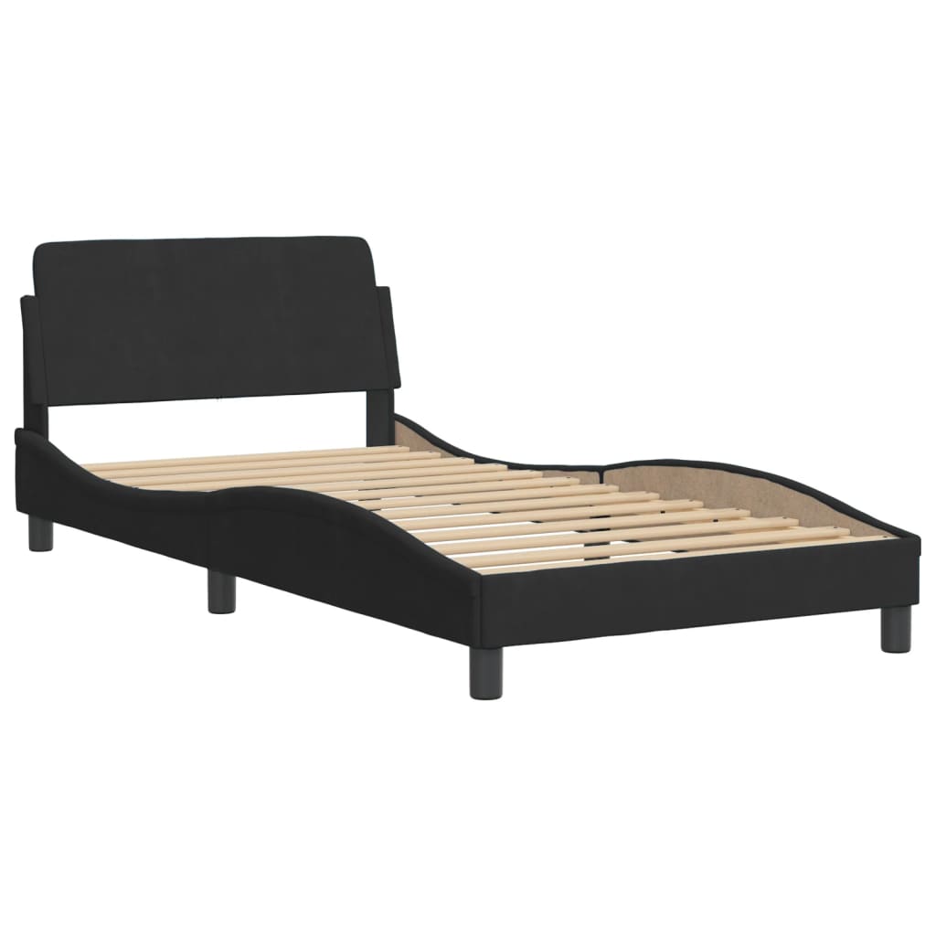Bedframe "Dover" 100x200 cm fluweel zwart is nu te koop bij PeponiXL, paradijselijk wonen!