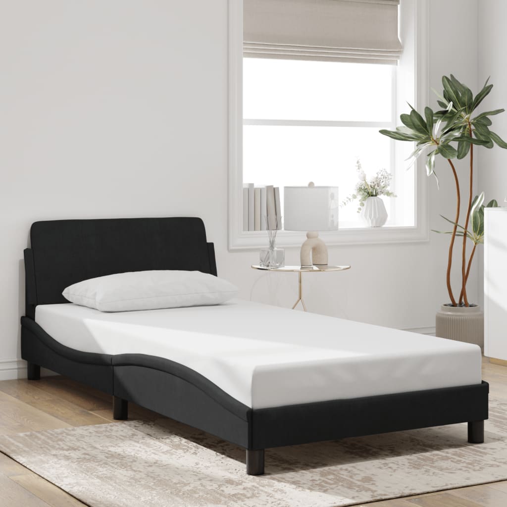 Bedframe "Dover" 100x200 cm fluweel zwart is nu te koop bij PeponiXL, paradijselijk wonen!