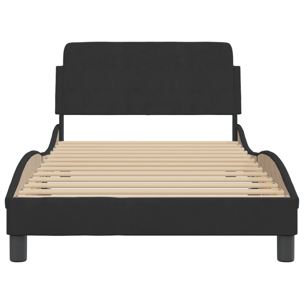 Bedframe "Dover" 100x200 cm fluweel zwart is nu te koop bij PeponiXL, paradijselijk wonen!