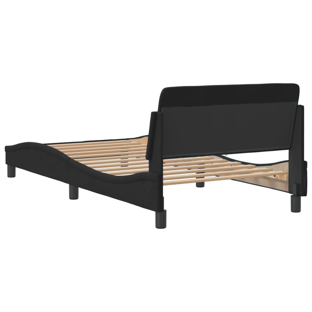 Bedframe "Dover" 100x200 cm fluweel zwart is nu te koop bij PeponiXL, paradijselijk wonen!
