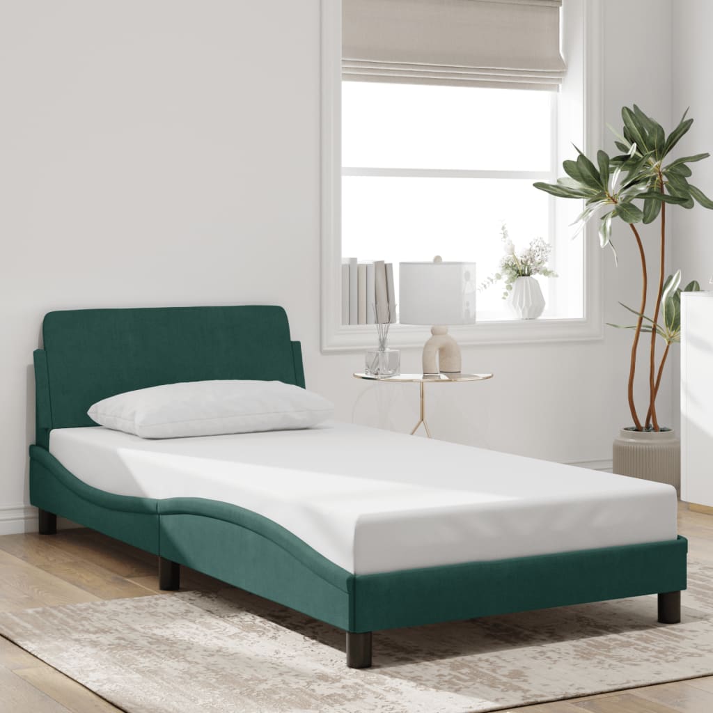 Bedframe "Dover" 100x200 cm fluweel donkergroen is nu te koop bij PeponiXL, paradijselijk wonen!
