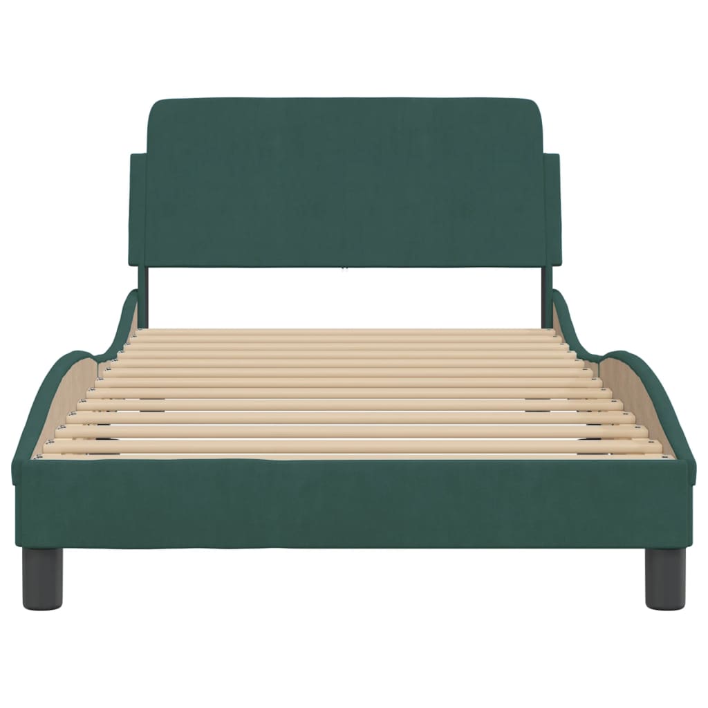 Bedframe "Dover" 100x200 cm fluweel donkergroen is nu te koop bij PeponiXL, paradijselijk wonen!