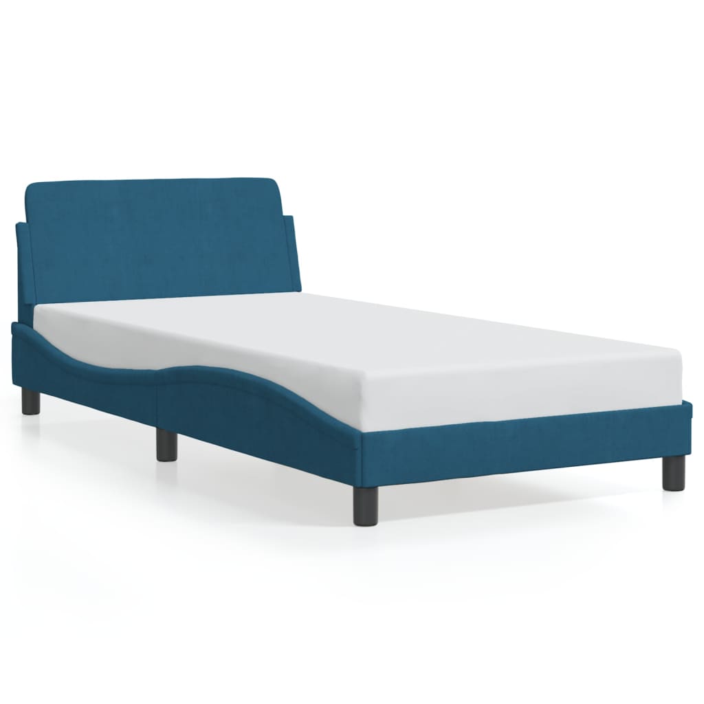 Bedframe met hoofdeinde "Dover" fluweel blauw 100x200 cm is nu te koop bij PeponiXL, paradijselijk wonen!