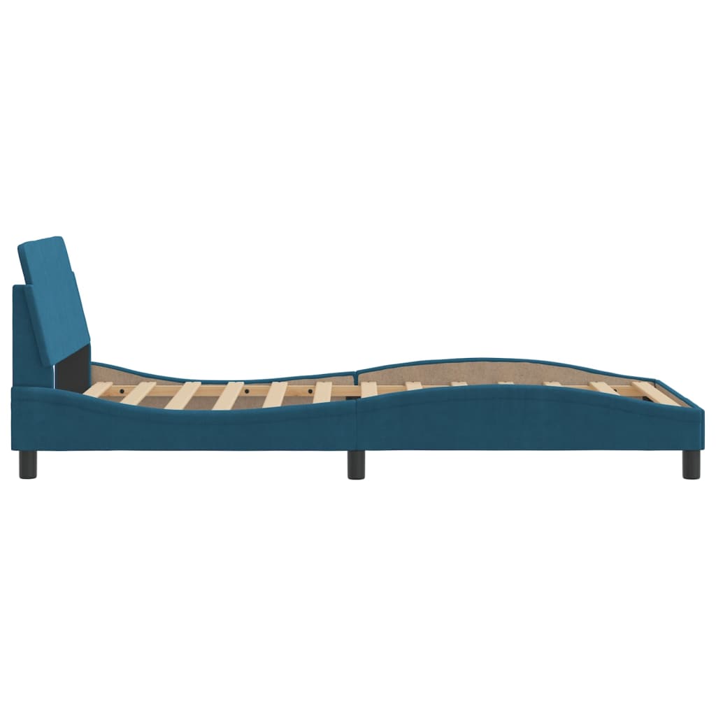Bedframe met hoofdeinde "Dover" fluweel blauw 100x200 cm is nu te koop bij PeponiXL, paradijselijk wonen!