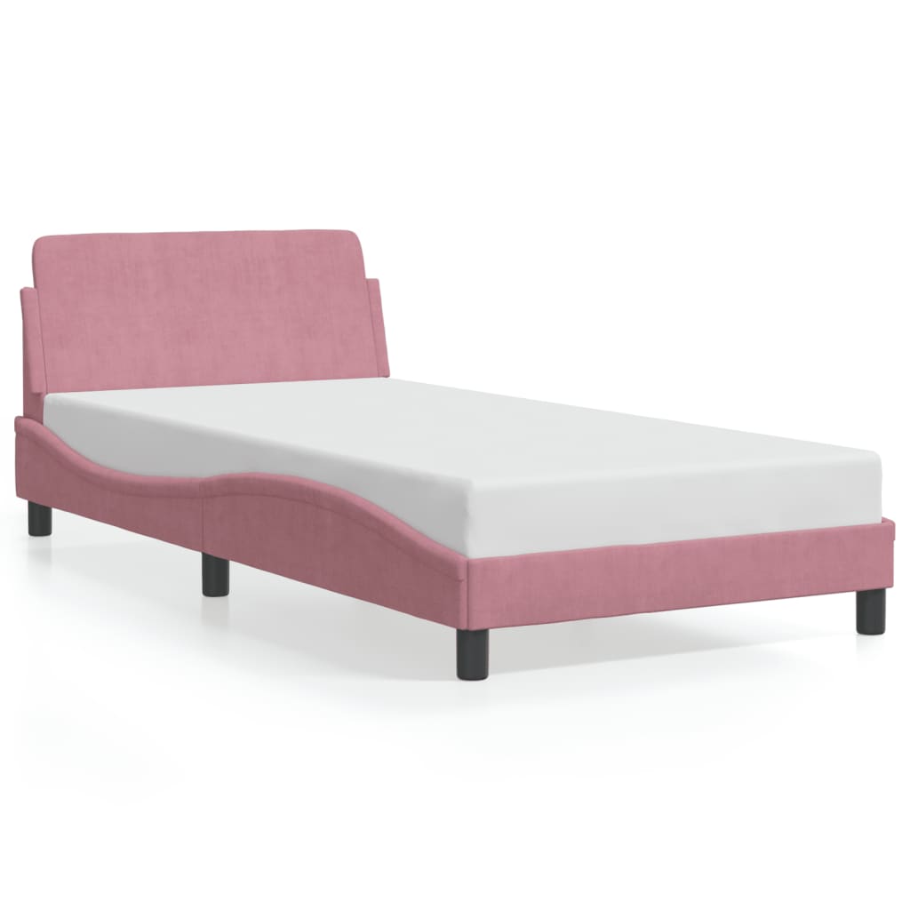 Bedframe met hoofdeinde "Dover" 100x200 cm fluweel roze is nu te koop bij PeponiXL, paradijselijk wonen!
