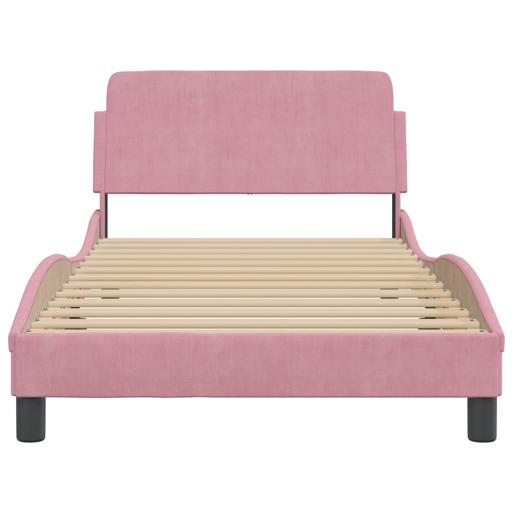 Bedframe met hoofdeinde "Dover" 100x200 cm fluweel roze is nu te koop bij PeponiXL, paradijselijk wonen!
