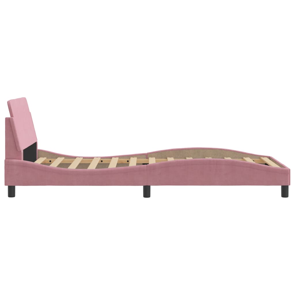 Bedframe met hoofdeinde "Dover" 100x200 cm fluweel roze is nu te koop bij PeponiXL, paradijselijk wonen!