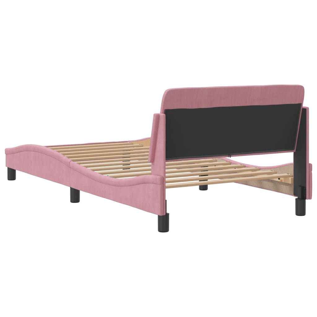 Bedframe met hoofdeinde "Dover" 100x200 cm fluweel roze is nu te koop bij PeponiXL, paradijselijk wonen!