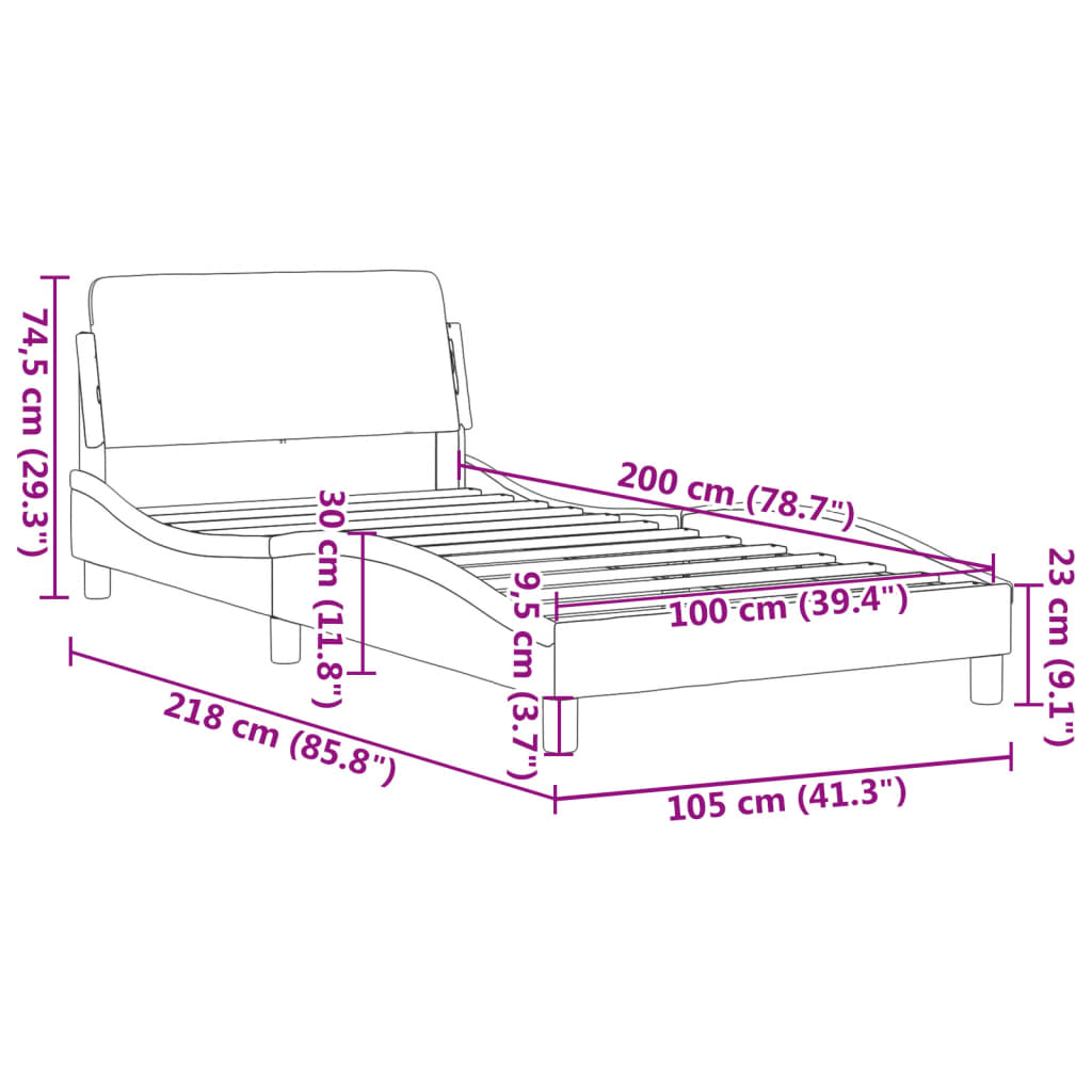 Bedframe met hoofdeinde "Dover" 100x200 cm fluweel roze is nu te koop bij PeponiXL, paradijselijk wonen!