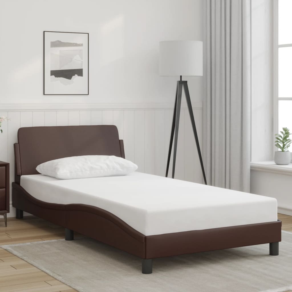 Bedframe "Dover" kunstleer bruin 100x200 cm is nu te koop bij PeponiXL, paradijselijk wonen!