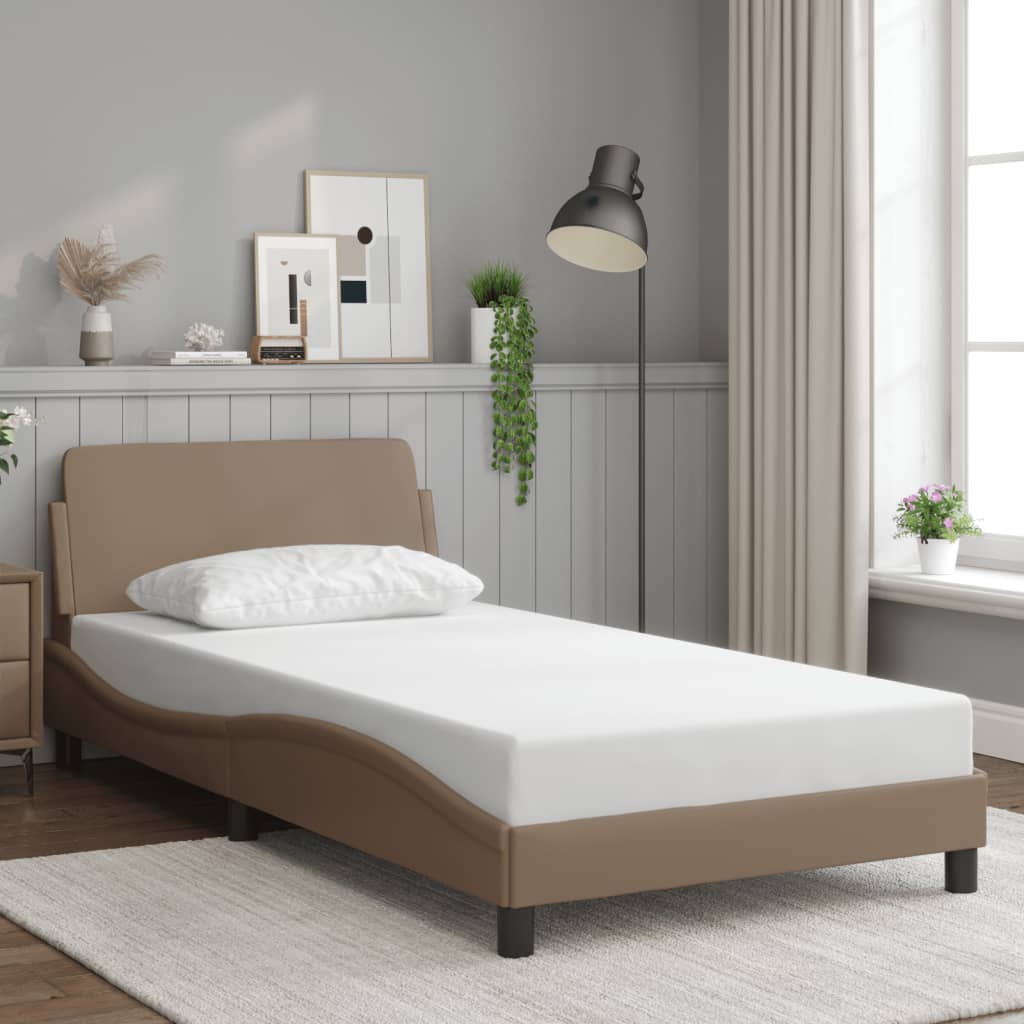 Bedframe "Dover" kunstleer cappuccinokleurig 100x200 cm is nu te koop bij PeponiXL, paradijselijk wonen!