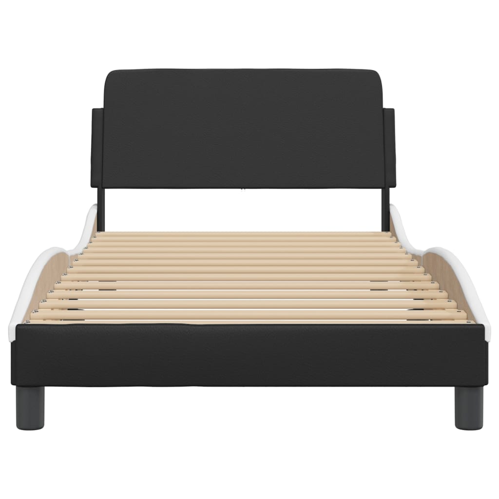 Bedframe "Dover" kunstleer zwart en wit 100x200 cm is nu te koop bij PeponiXL, paradijselijk wonen!