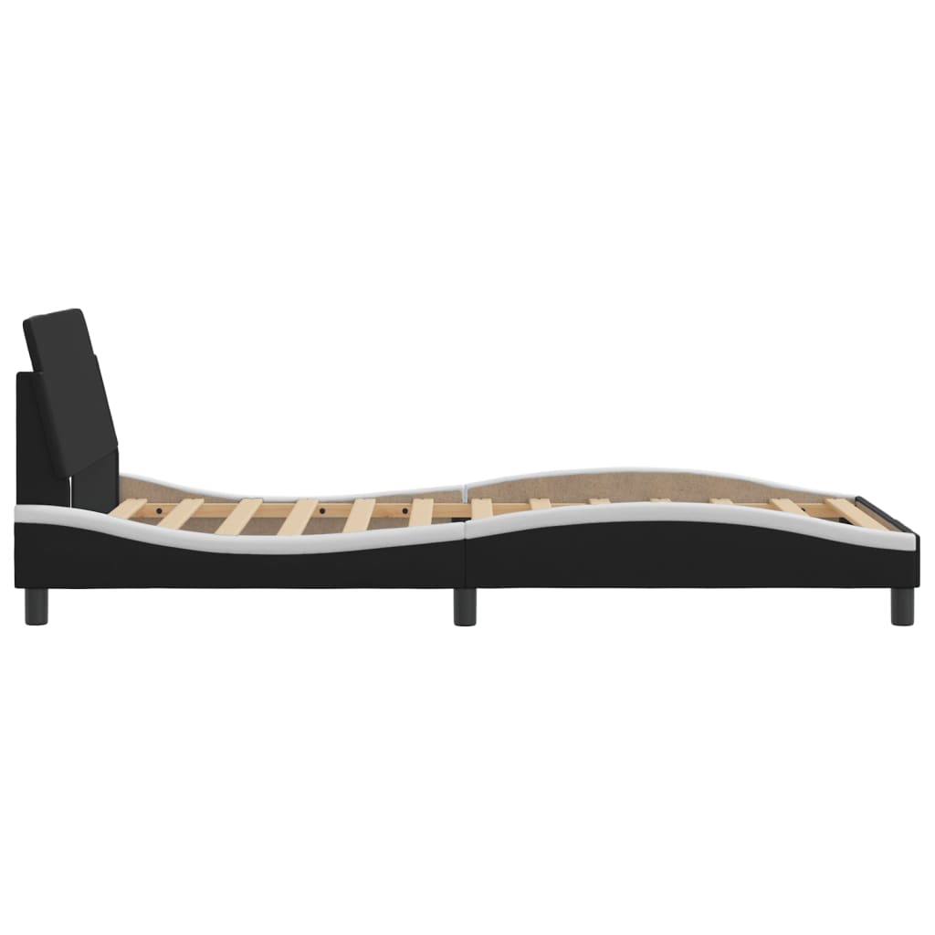 Bedframe "Dover" kunstleer zwart en wit 100x200 cm is nu te koop bij PeponiXL, paradijselijk wonen!