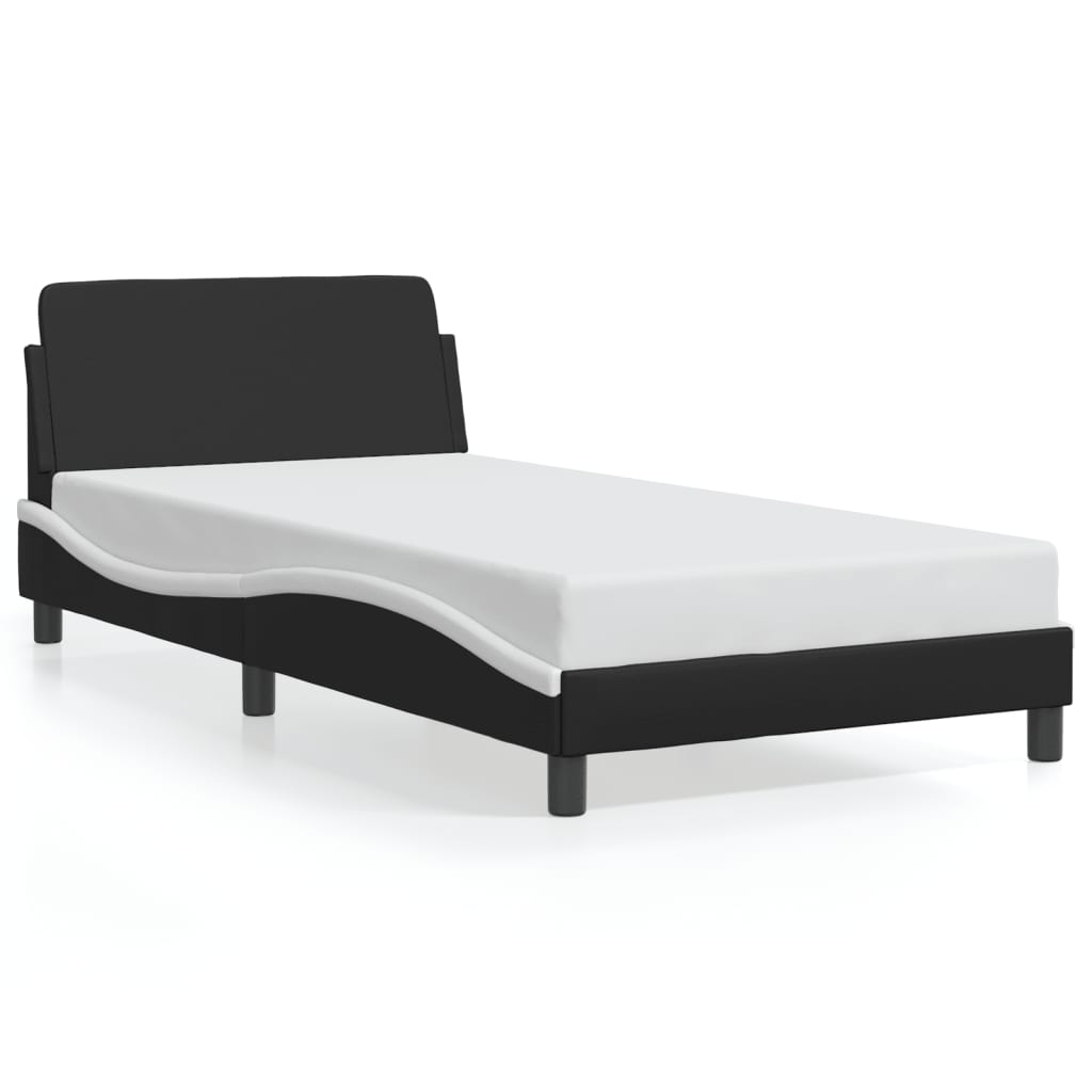 Bedframe "Dover" kunstleer zwart en wit 100x200 cm is nu te koop bij PeponiXL, paradijselijk wonen!