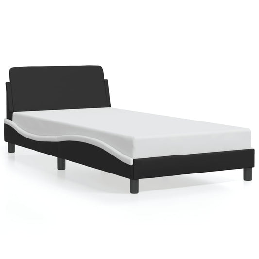 Bedframe "Dover" kunstleer zwart en wit 100x200 cm is nu te koop bij PeponiXL, paradijselijk wonen!