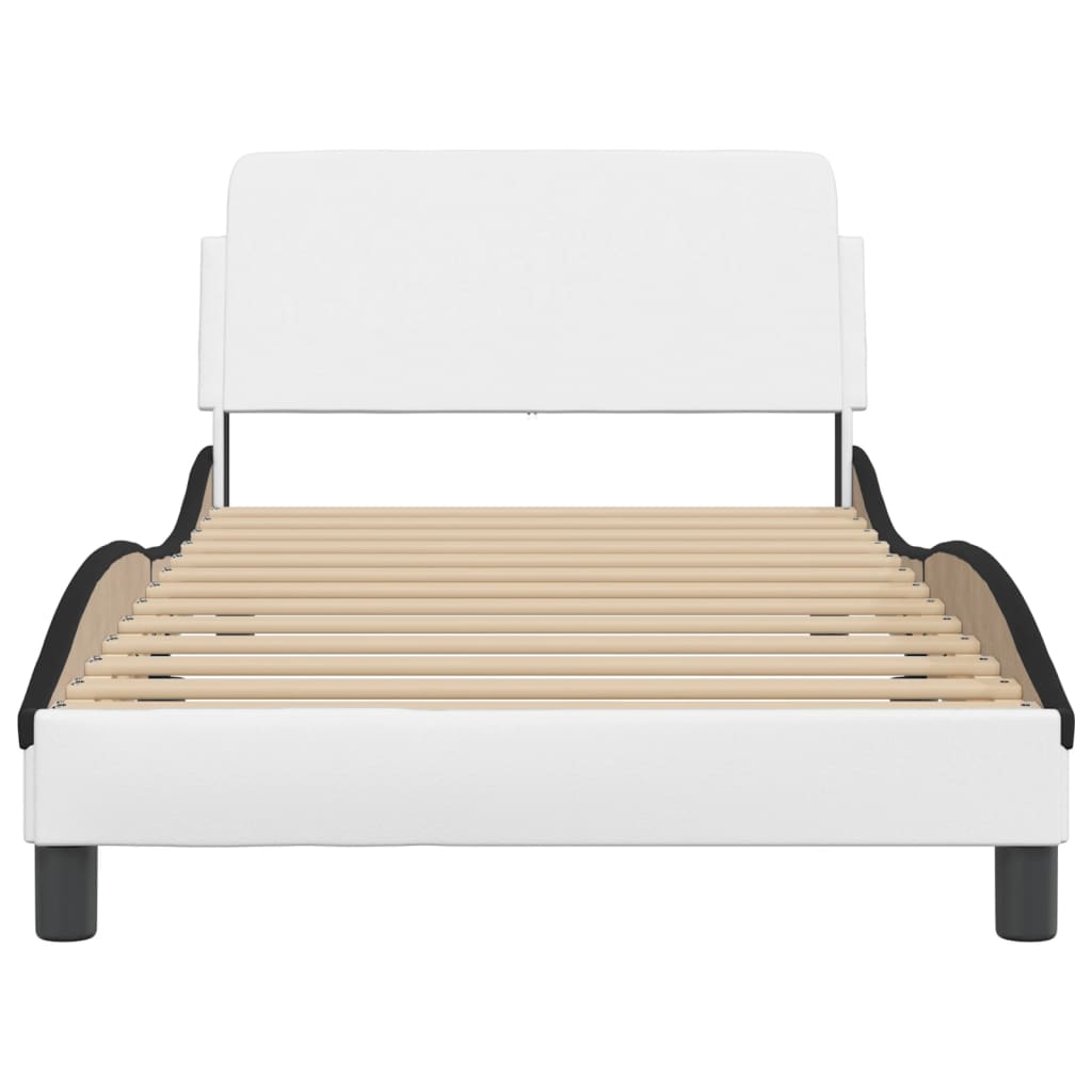 Bedframe "Dover" kunstleer zwart en wit 100x200 cm is nu te koop bij PeponiXL, paradijselijk wonen!