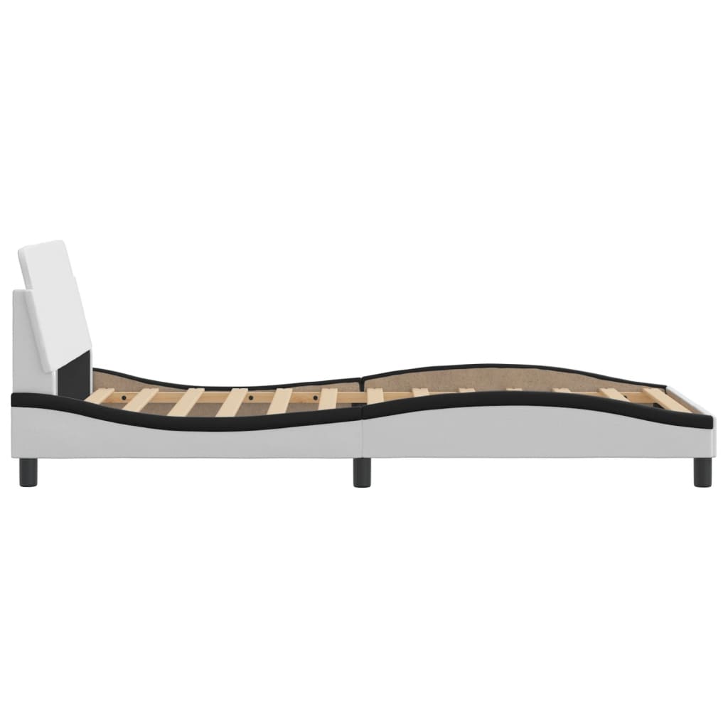 Bedframe "Dover" kunstleer zwart en wit 100x200 cm is nu te koop bij PeponiXL, paradijselijk wonen!