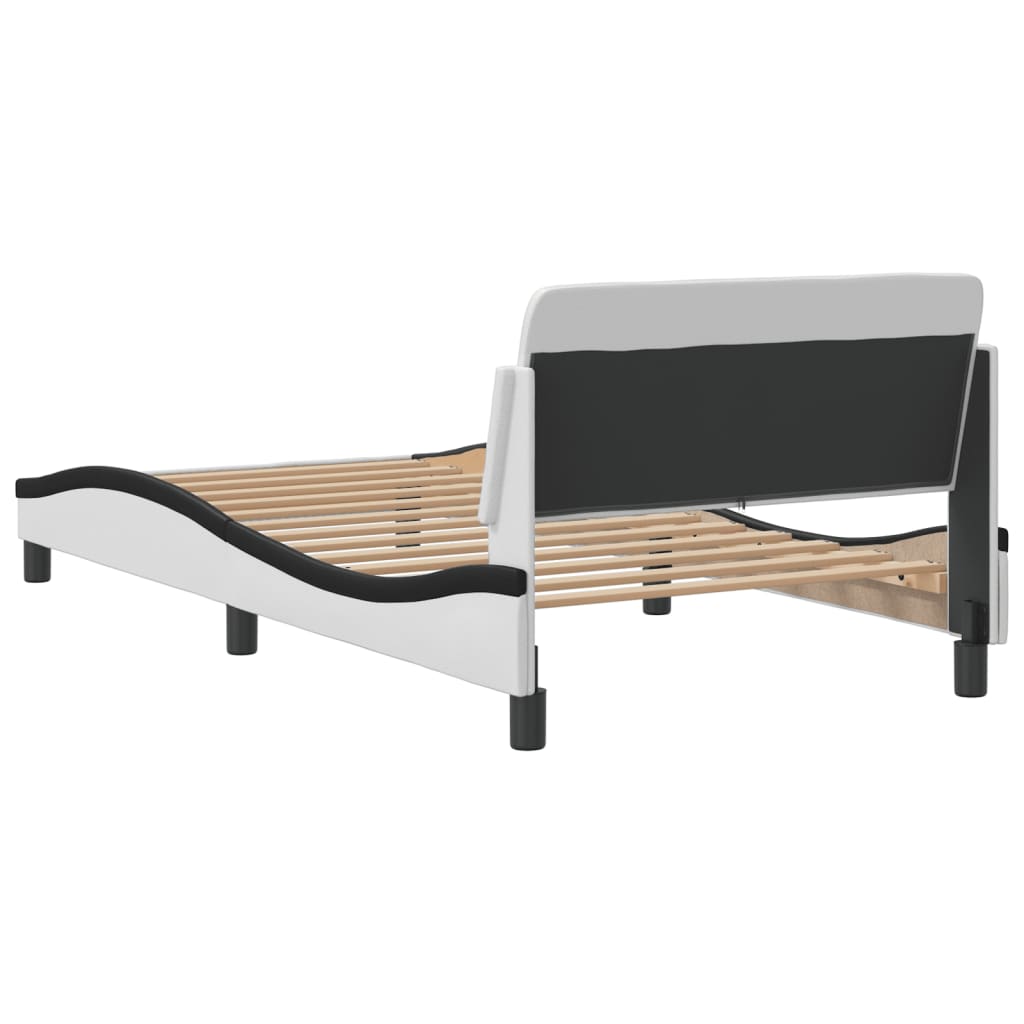Bedframe "Dover" kunstleer zwart en wit 100x200 cm is nu te koop bij PeponiXL, paradijselijk wonen!