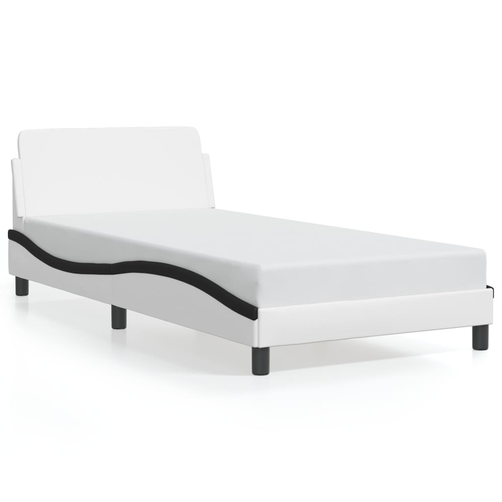 Bedframe "Dover" kunstleer zwart en wit 100x200 cm is nu te koop bij PeponiXL, paradijselijk wonen!