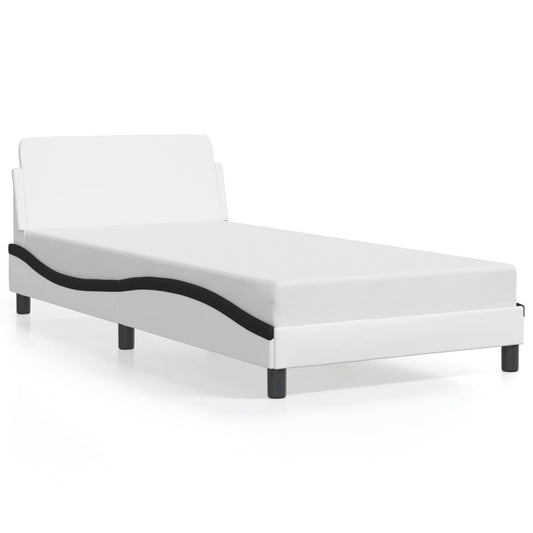 Bedframe "Dover" kunstleer zwart en wit 100x200 cm is nu te koop bij PeponiXL, paradijselijk wonen!