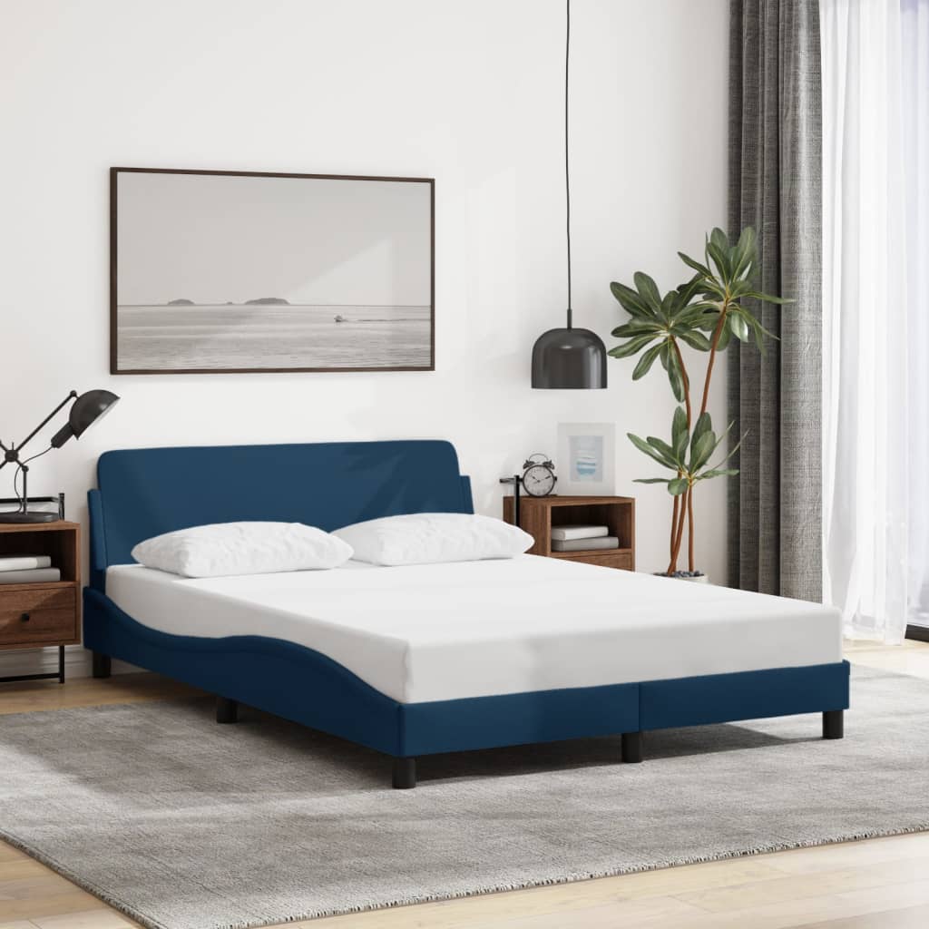 Bedframe met hoofdeinde "Dover" 120x200 cm stof blauw is nu te koop bij PeponiXL, paradijselijk wonen!