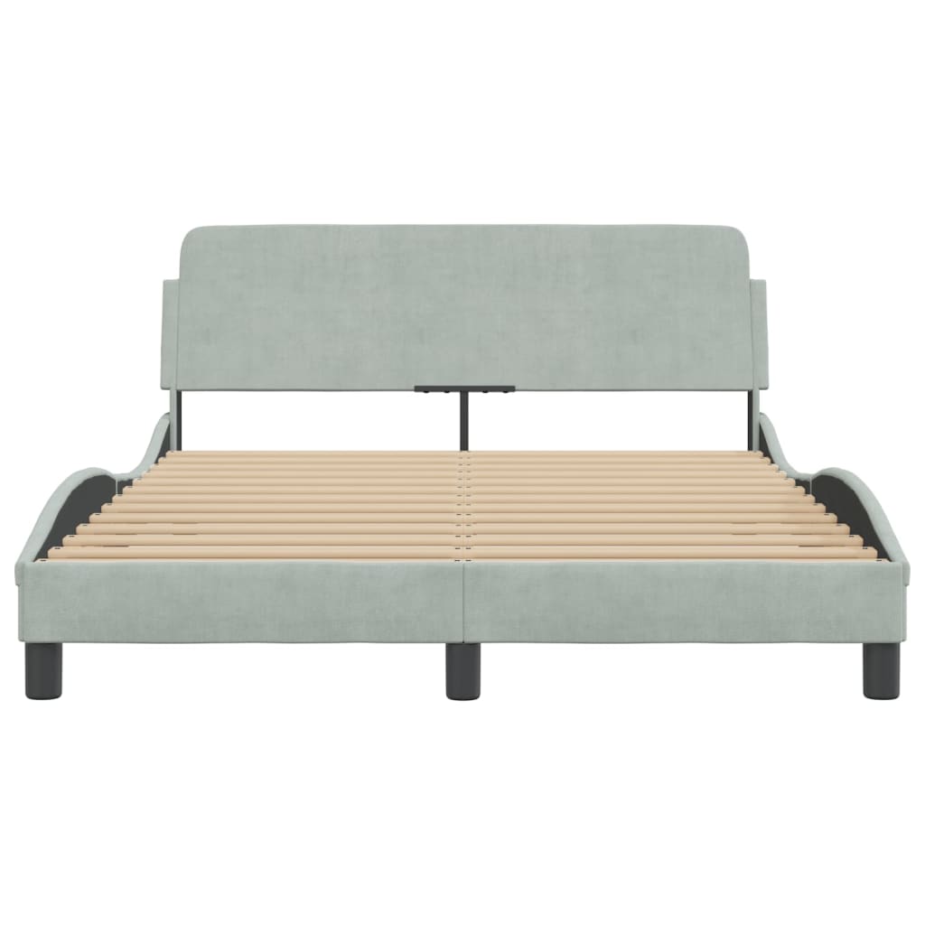 Bedframe "Dover" 120x200 cm fluweel lichtgrijs is nu te koop bij PeponiXL, paradijselijk wonen!
