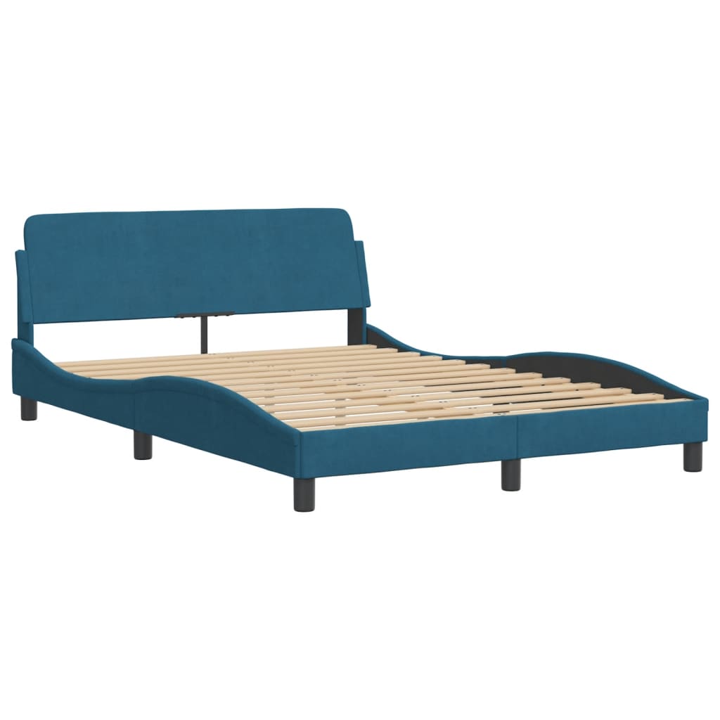 Bedframe met hoofdeinde "Dover" fluweel blauw 120x200 cm is nu te koop bij PeponiXL, paradijselijk wonen!